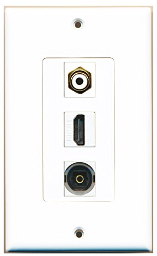 RiteAV - 1 Port HDMI and 1 Port RCA White and 1 Port Toslink Decorative Wall Plate