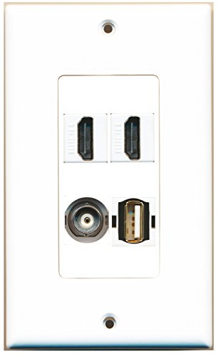 RiteAV - 2 Port HDMI 1 Port USB A-A 1 Port BNC Wall Plate Decorative