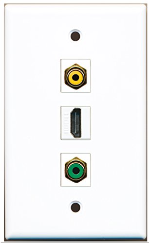 RiteAV - 1 Port HDMI and 1 Port RCA Yellow and 1 Port RCA Green Wall Plate