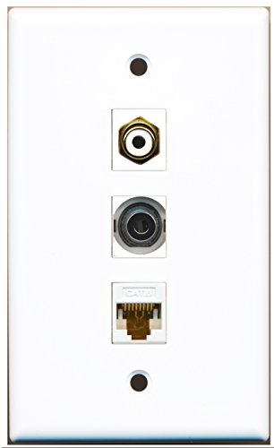 RiteAV - 1 Port RCA White and 1 Port 3.5mm and 1 Port Cat6 Ethernet White Wall Plate