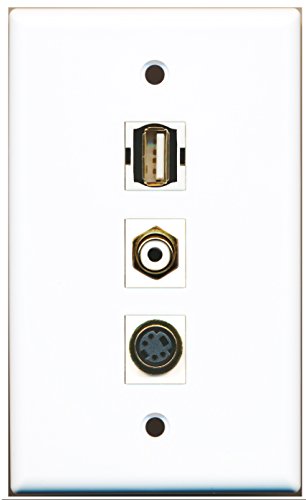 RiteAV - 1 Port RCA White and 1 Port USB A-A and 1 Port S-Video Wall Plate