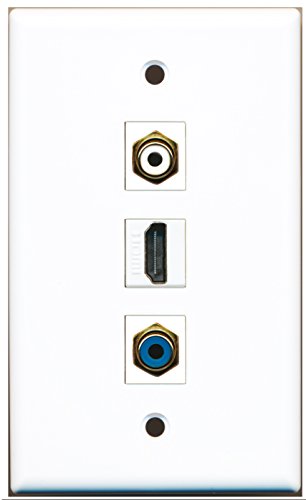 RiteAV - 1 Port HDMI 1 RCA White 1 RCA Blue Wall Plate