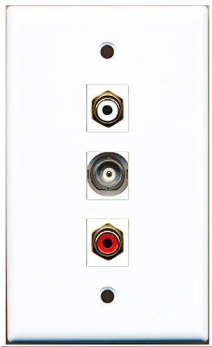 RiteAV - 1 Port RCA Red and 1 Port RCA White and 1 Port BNC Wall Plate