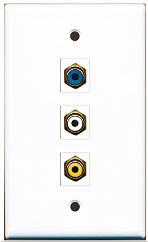 RiteAV - 1 Port RCA White and 1 Port RCA Yellow and 1 Port RCA Blue Wall Plate