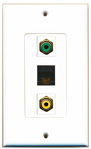 RiteAV - 1 Port RCA Yellow and 1 Port RCA Green and 1 Port Cat6 Ethernet Black Decorative Wall Plate Decorative