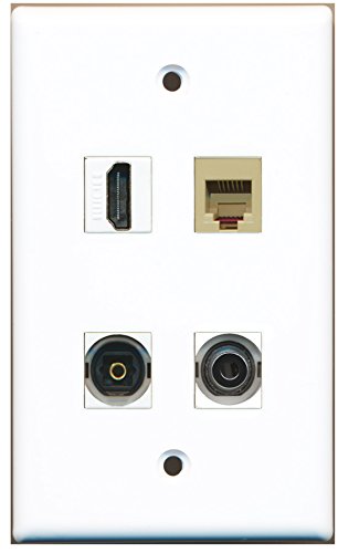 RiteAV - 1 Port HDMI 1 Port Phone RJ11 RJ12 Beige 1 Port Toslink 1 Port 3.5mm Wall Plate