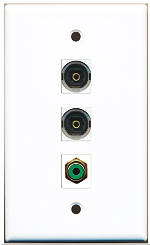 RiteAV - 1 Port RCA Green 2 Port Toslink Wall Plate