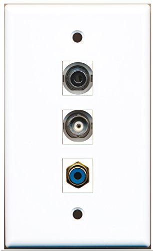 RiteAV - 1 Port RCA Blue and 1 Port 3.5mm and 1 Port BNC Wall Plate