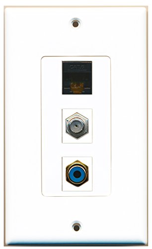 RiteAV - 1 Port RCA Blue and 1 Port Coax Cable TV- F-Type and 1 Port Cat6 Ethernet Black Decorative Wall Plate Decorative