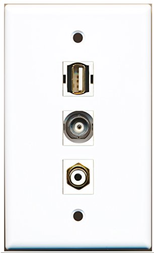 RiteAV - 1 Port RCA White and 1 Port USB A-A and 1 Port BNC Wall Plate