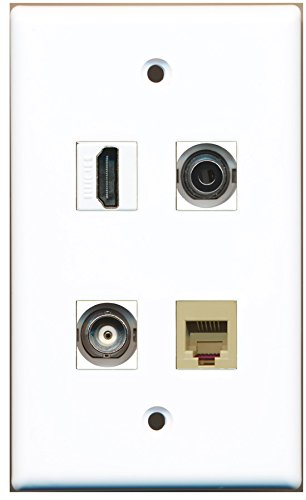 RiteAV - 1 Port HDMI 1 Port Phone RJ11 RJ12 Beige 1 Port 3.5mm 1 Port BNC Wall Plate