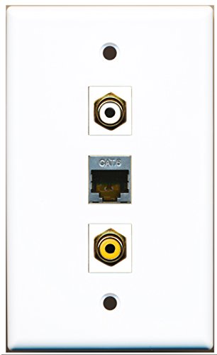 RiteAV - 1 Port RCA White and 1 Port RCA Yellow and 1 Port Shielded Cat6 Ethernet Wall Plate
