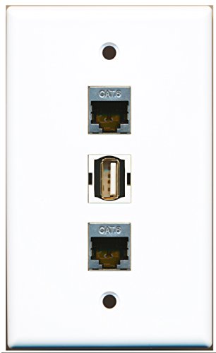 RiteAV - 1 Port USB A-A 2 Port Shielded Cat6 Ethernet Wall Plate