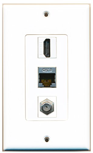 RiteAV - 1 Port HDMI and 1 Port Coax Cable TV- F-Type and 1 Port Shielded Cat6 Ethernet Decorative Wall Plate Decorative