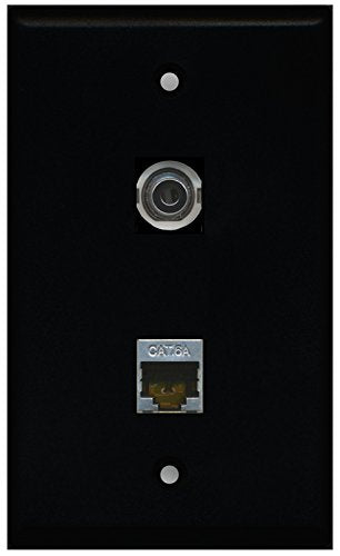 RiteAV - Black 1 Port 3.5mm 1 Port Cat6a Wall Plate