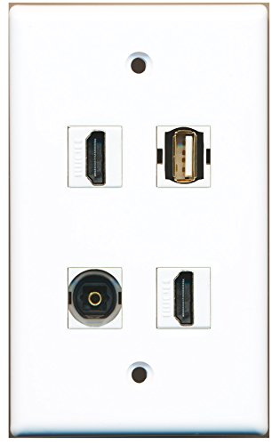 RiteAV - 2 Port HDMI 1 Port USB A-A 1 Port Toslink Wall Plate