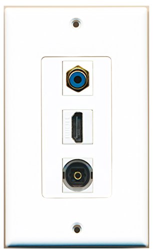 RiteAV - 1 Port HDMI and 1 Port RCA Blue and 1 Port Toslink Decorative Wall Plate