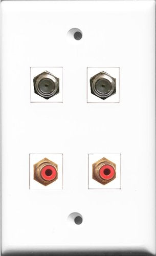 RiteAV - 2 Port RCA Red 2 Port Coax Cable TV- F-Type Wall Plate