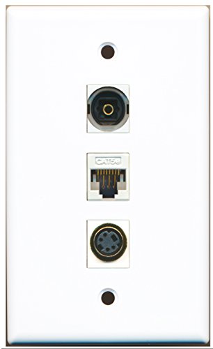 RiteAV - 1 Port S-Video and 1 Port Toslink and 1 Port Cat5e Ethernet White Wall Plate