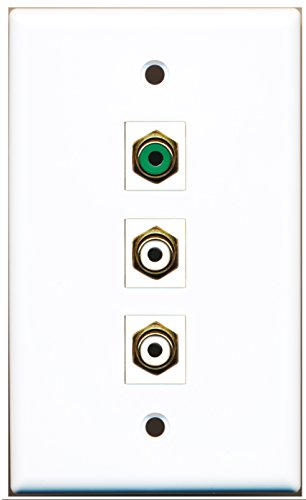 RiteAV - 2 Port RCA White and 1 Port RCA Green Wall Plate