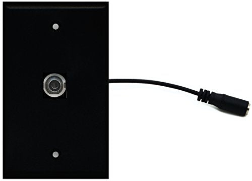 RiteAV (1 Gang Flat) 3.5mm Wall Plate w/ Pigtail Extension Cable Black