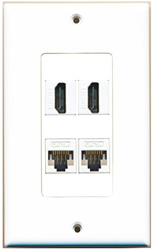 RiteAV - 2 x HDMI and 2 x Cat5e Ethernet Port Wall Plate Decorative - White