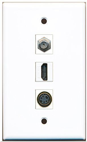 RiteAV - 1 Port HDMI and 1 Port Coax Cable TV- F-Type and 1 Port S-Video Wall Plate