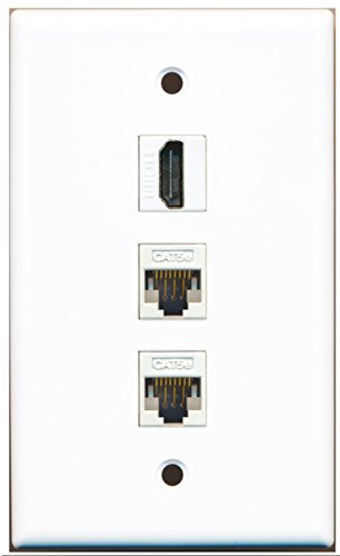 RiteAV - 1 Port HDMI 2 Port Cat5e Ethernet White Wall Plate