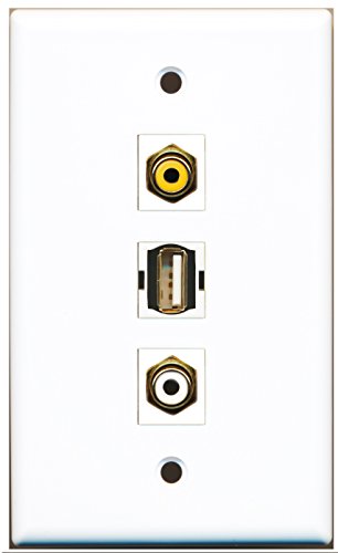 RiteAV - 1 Port RCA White and 1 Port RCA Yellow and 1 Port USB A-A Wall Plate