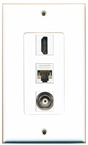 RiteAV - 1 Port HDMI and 1 Port BNC and 1 Port Cat5e Ethernet White Decorative Wall Plate