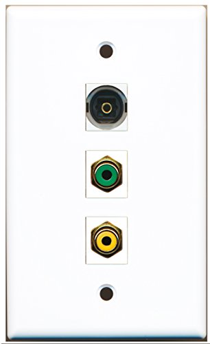 RiteAV - 1 Port RCA Yellow and 1 Port RCA Green and 1 Port Toslink Wall Plate