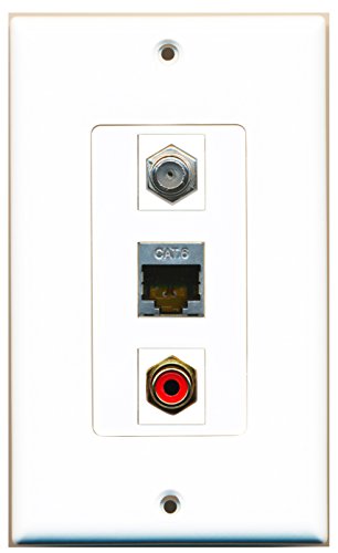 RiteAV - 1 Port RCA Red and 1 Port Coax Cable TV- F-Type and 1 Port Shielded Cat6 Ethernet Decorative Wall Plate Decorative