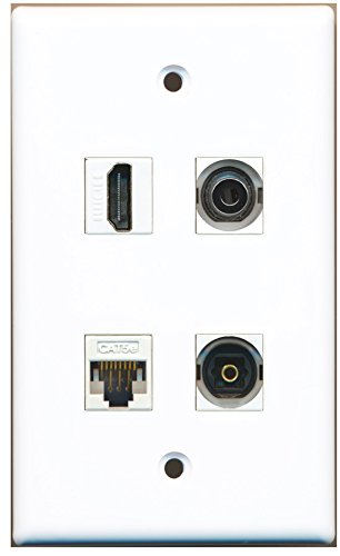 RiteAV - 1 Port HDMI 1 Port Toslink 1 Port 3.5mm 1 Port Cat5e Ethernet White Wall Plate