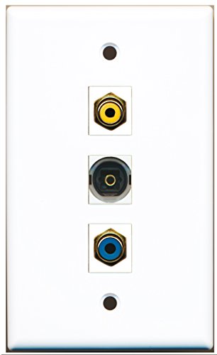 RiteAV - 1 Port RCA Yellow and 1 Port RCA Blue and 1 Port Toslink Wall Plate