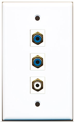 RiteAV - 1 Port RCA White 2 Port RCA Blue Wall Plate