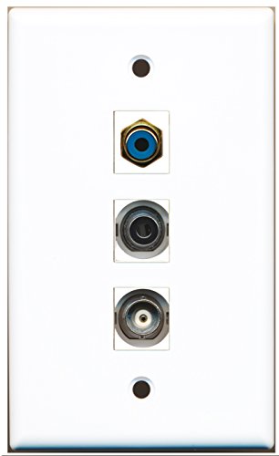 RiteAV - 1 Port RCA Blue and 1 Port 3.5mm and 1 Port BNC Wall Plate