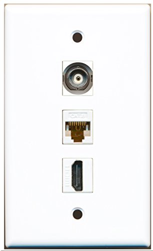 RiteAV - 1 Port HDMI and 1 Port BNC and 1 Port Cat6 Ethernet White Wall Plate