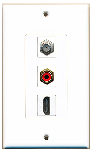 RiteAV - 1 Port HDMI and 1 Port RCA Red and 1 Port Coax Cable TV- F-Type Decorative Wall Plate Decorative