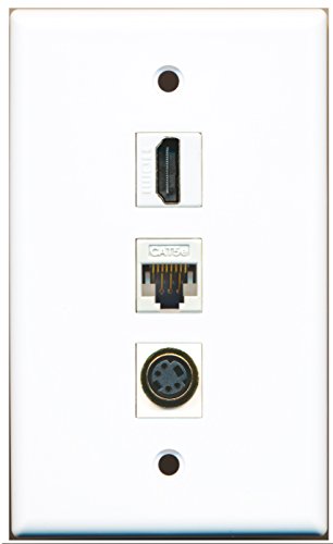 RiteAV - 1 Port HDMI and 1 Port S-Video and 1 Port Cat5e Ethernet White Wall Plate