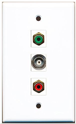RiteAV - 1 Port RCA Red and 1 Port RCA Green and 1 Port BNC Wall Plate