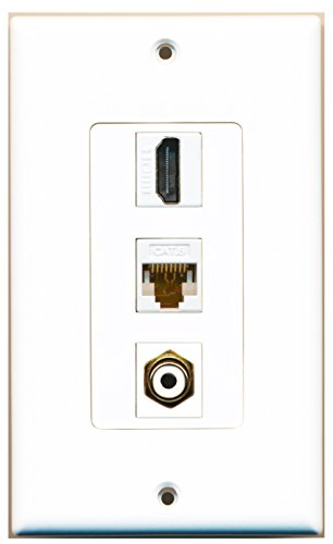 RiteAV - 1 Port HDMI and 1 Port RCA White and 1 Port Cat6 Ethernet White Decorative Wall Plate Decorative