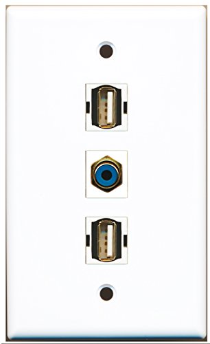 RiteAV - 1 Port RCA Blue 2 Port USB A-A Wall Plate