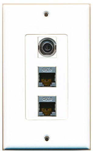 RiteAV - 2 Port Shielded Cat6 Ethernet and 1 Port 3.5mm Decorative Wall Plate Decorative