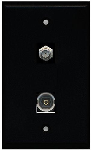 RiteAV - Black 1 Port Coax Cable TV- F-Type 1 Port Toslink Wall Plate