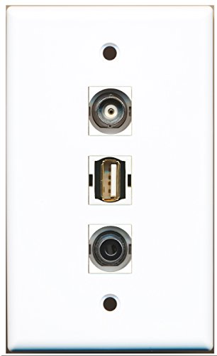 RiteAV - 1 Port USB A-A and 1 Port 3.5mm and 1 Port BNC Wall Plate