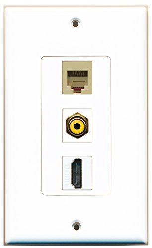 RiteAV - 1 Port HDMI and 1 Port RCA Yellow and 1 Port Phone RJ11 RJ12 Beige Decorative Wall Plate Decorative