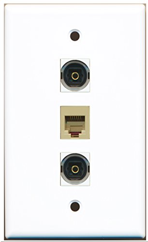RiteAV - 1 Port Phone RJ11 RJ12 Beige 2 Port Toslink Wall Plate