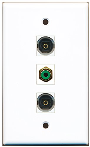 RiteAV - 1 Port RCA Green 2 Port Toslink Wall Plate