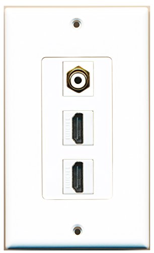 RiteAV - 2 Port HDMI 1 RCA White Wall Plate Decorative