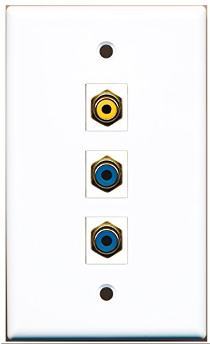 RiteAV - 1 Port RCA Yellow 2 Port RCA Blue Wall Plate